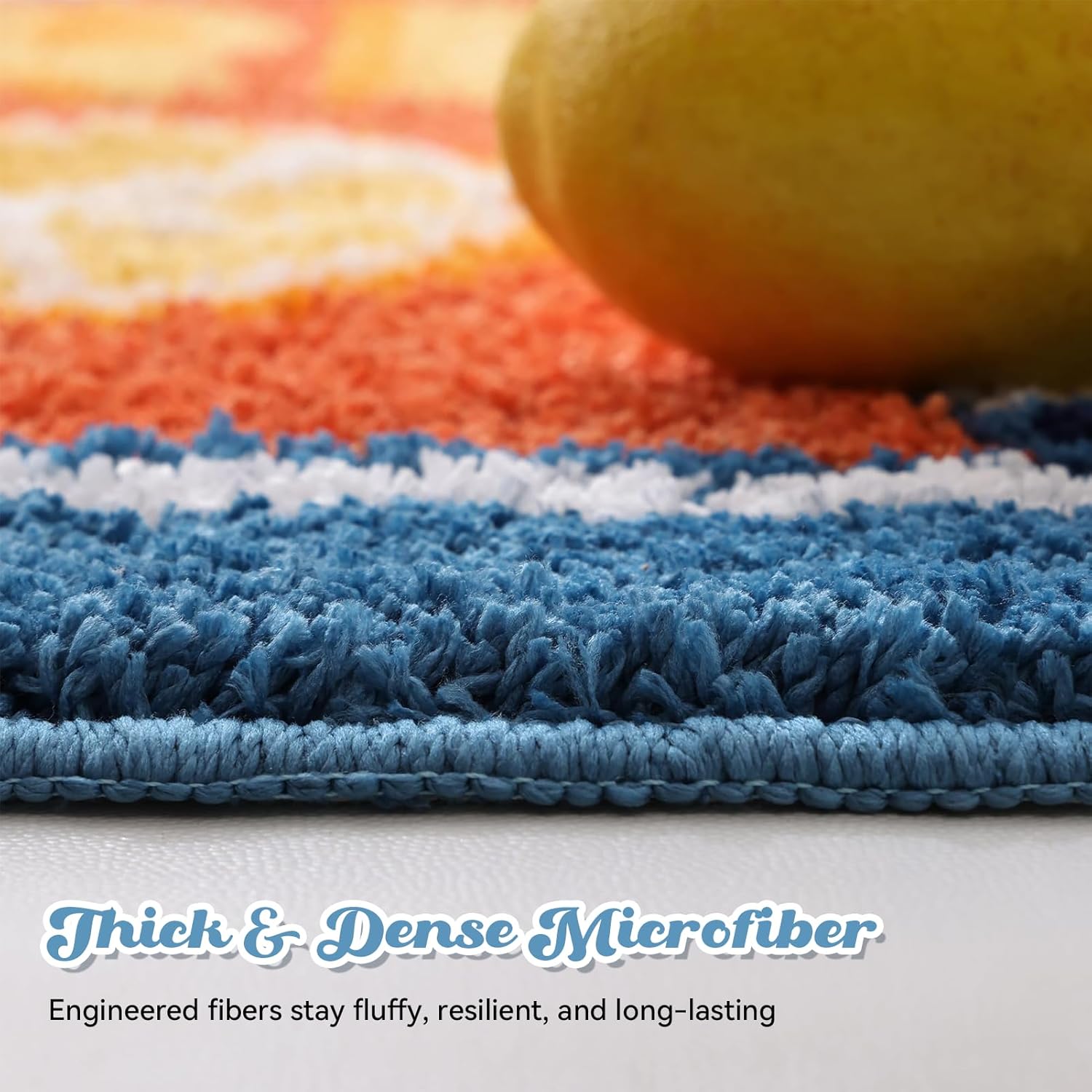 TRUEDAYS Sardine Can Bath Mat, Blue Bathroom Rugs for Bedroom