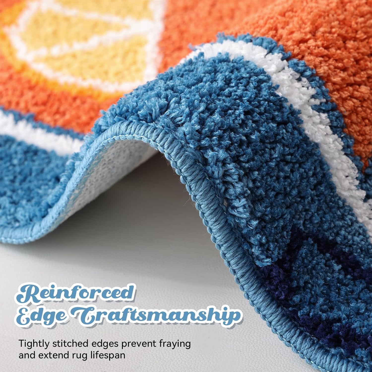 TRUEDAYS Sardine Can Bath Mat, Blue Bathroom Rugs for Bedroom