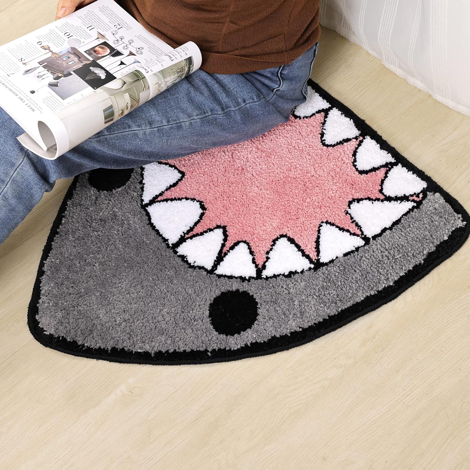 TRUEDAYS Bathroom Rug Bath Mat Shark Shaped Non Slip Bath Rug