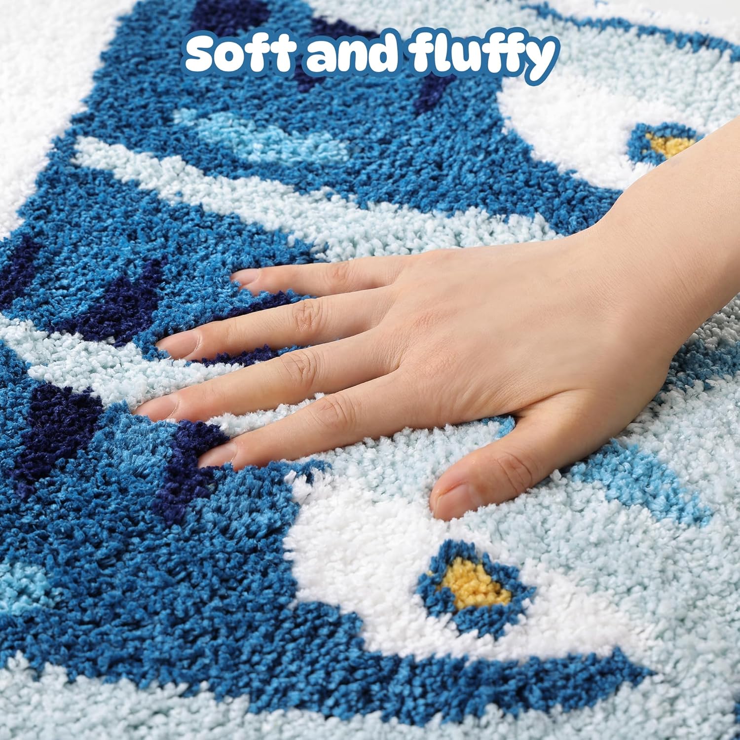 TRUEDAYS Sardine Can Bath Mat, Blue Bathroom Rugs for Bedroom - Image 7